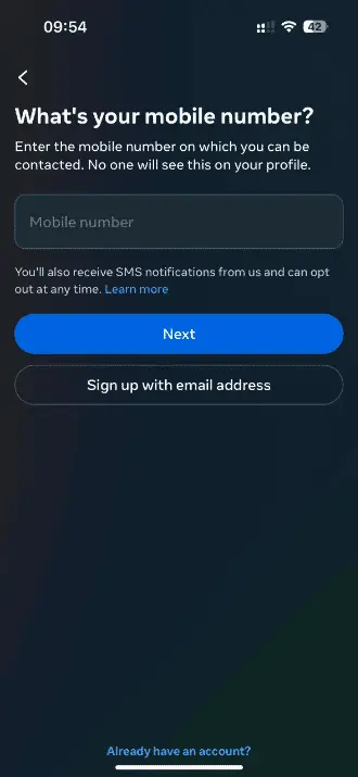 Facebook kayıt adımı