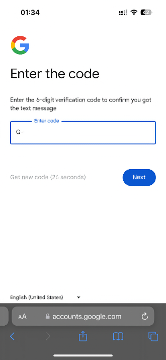 Google doğrulama kodu örneği