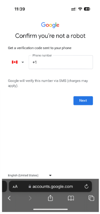 Google kayıt adımı