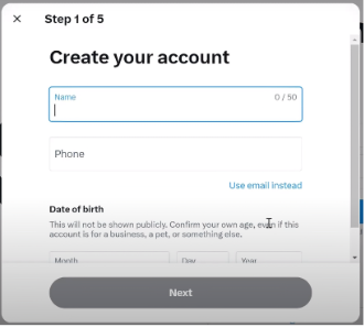 Twitter kayıt adımı