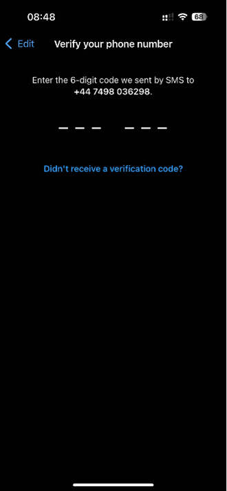 WhatsApp doğrulama kodu örneği