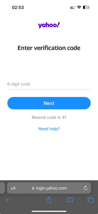 Yahoo doğrulama kodu örneği