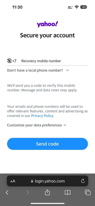 Yahoo kayıt adımı